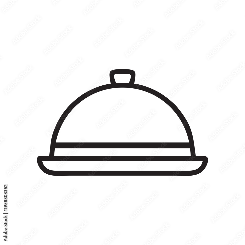 Obraz premium Food Tray icon, black and white concept flat outline vector design.