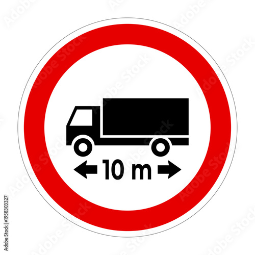 Traffic ban for trucks longer than 10 m, Vector Sign