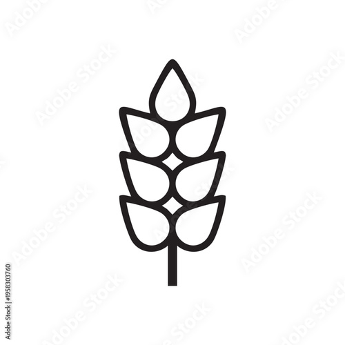 wheat icon, black and white concept flat outline vector design.
