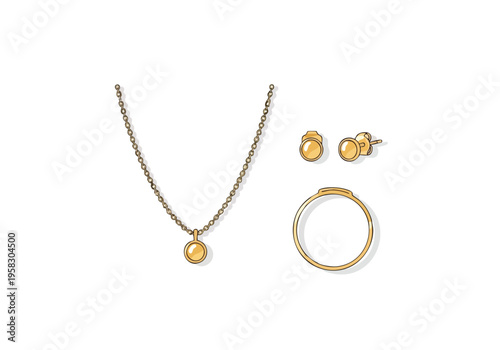 Collection of elegant gold jewelry including a necklace, earrings, and a ring featuring a vibrant yellow gemstone, perfect for personal adornment or as a thoughtful gift