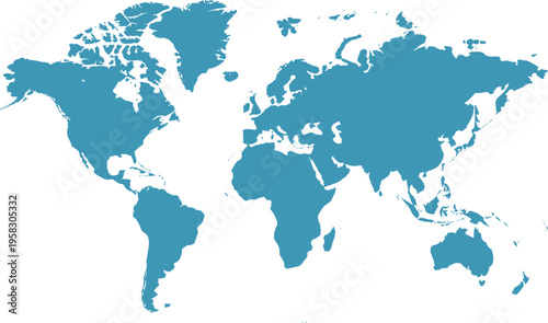 World map vector illustration global continents geography earth map silhouette flat design international travel navigation atlas background concept