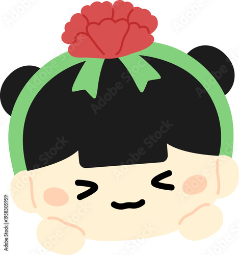 카네이션 머리띠 아이 얼굴