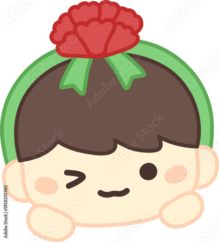 카네이션 머리띠 아이 얼굴