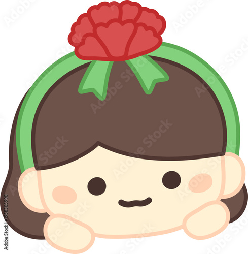 카네이션 머리띠 아이 얼굴