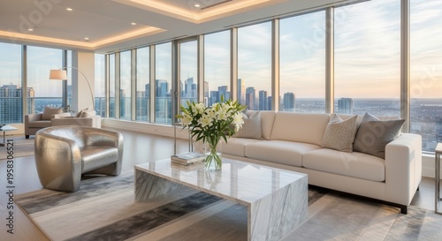 Elegant Modern Apartment Interior With Breathtaking Cityscape Views