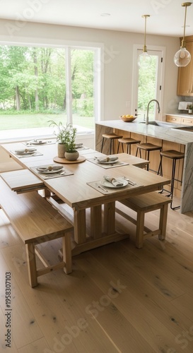 Elegant Modern Dining Area With Natural Light And Scenic Views