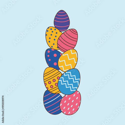 Colorful Easter Eggs Decoration Holiday.