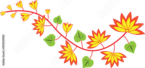 autumn leaves vector illustration Aurudu Festival Traditional Floral Branch Design
