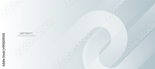 White abstract glowing geometric background. White rounded lines pattern. Futuristic technology concept. Suit for poster, cover, banner, presentation, website, flyer