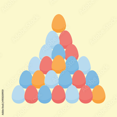 Tableau sur toile Colorful eggs stacked in pyramid.