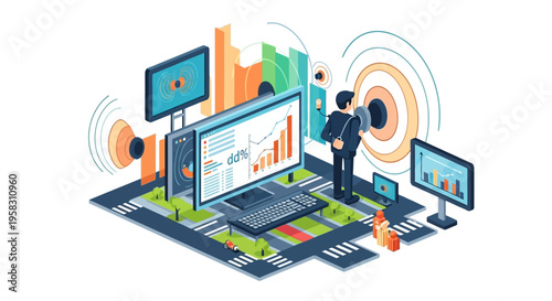 Business analytics and data visualization technology concept.