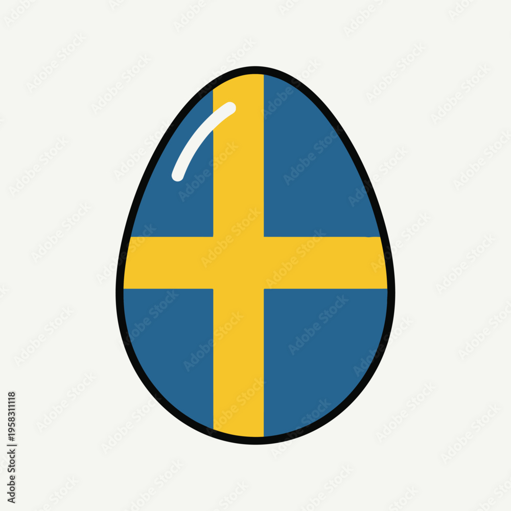 Obraz premium Sweden flag on an Easter egg.