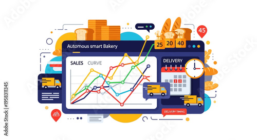 Business Growth Analysis Chart with Delivery Logistics.