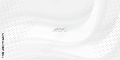 Abstract white wave background. Clean soft texture. Minimalist design. Modern concept. Suit for cover, banner, flyer, poster, booklet, brochure, website