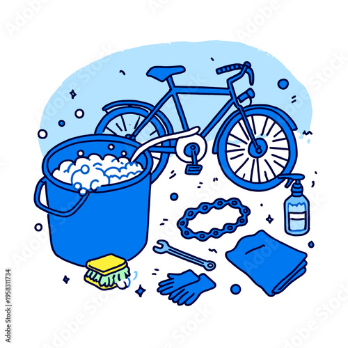 Overhead Bicycle Cleaning Kit Essentials
