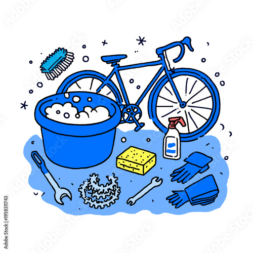 Overhead Bicycle Cleaning Kit Essentials