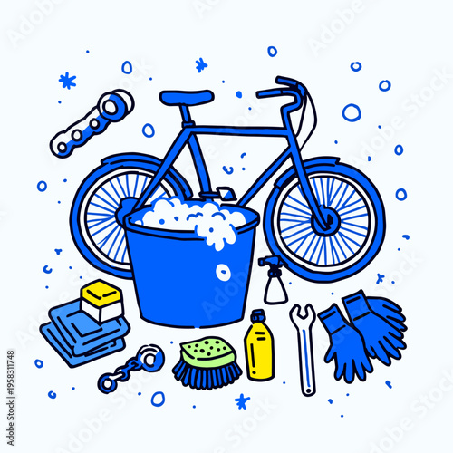 Overhead Bicycle Cleaning Kit Essentials