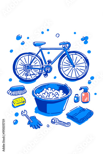 Overhead Bicycle Cleaning Kit Essentials