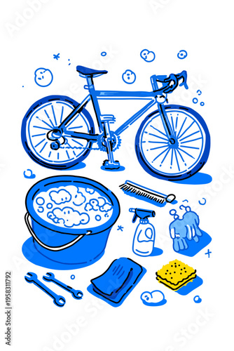 Overhead Bicycle Cleaning Kit Essentials