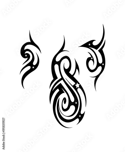 Tribal tattoo set in Maori descent style