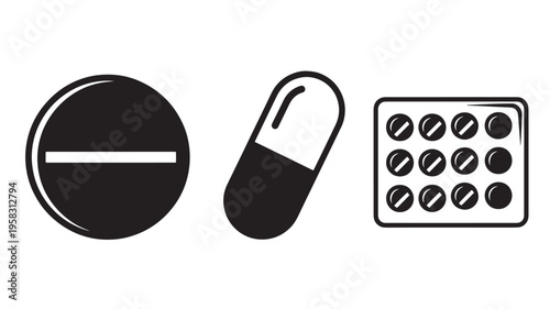 Vector Illustration Of Various Pills And Tablets For Healthcare And Medicine Concept Medical Health Isolated On Transparent Background