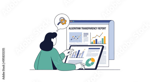 Businesswoman analyzing financial data on laptop and dashboard.