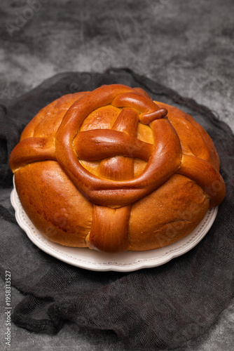 Fresh portuguese Easter folar on dish