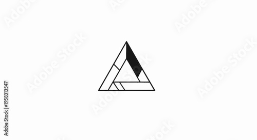 Abstract geometric triangle shape with black segment on white background