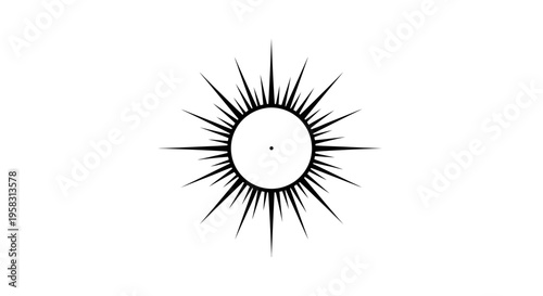 Abstract sunburst graphic illustration, starburst symbol, black and white design element