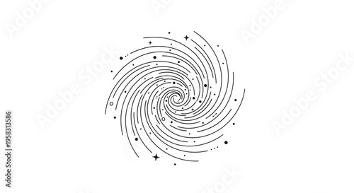 Abstract Spiral Galaxy with Stars, Cosmic Swirl, Celestial Design
