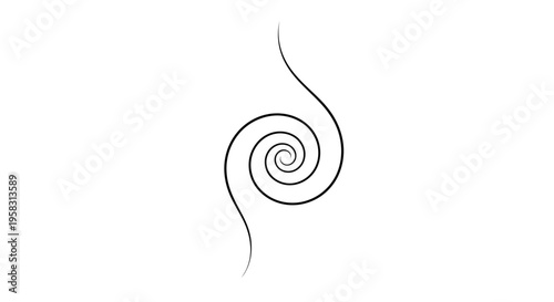 Abstract Swirl Spiral Design, Minimalist Black Line Art on White Background