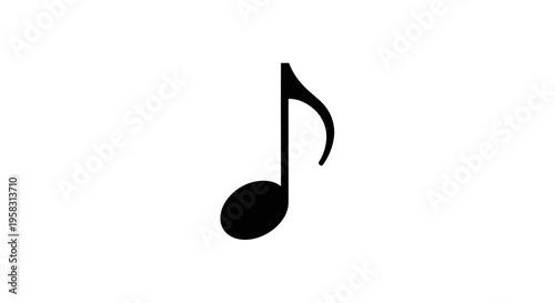Black musical note symbol on white background, abstract music concept