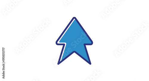 Blue Arrow Cursor Pointing Up on White Background, Navigation Symbol