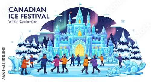 Canadian Ice Festival: Winter Celebration with Ice Castle, Skating, and Aurora Borealis