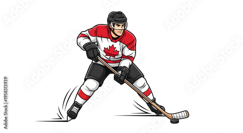 Canadian Ice Hockey Player Action Shot