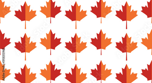 Canadian Maple Leaf Pattern - Red and Orange Autumn Foliage Background