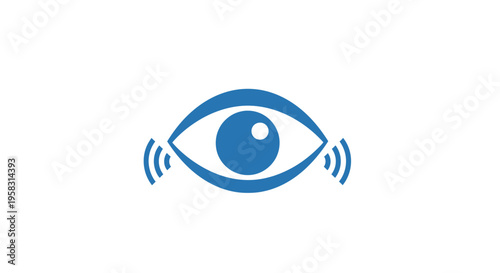 Eye Icon with Signal Waves, Vision, Surveillance, Technology Concept