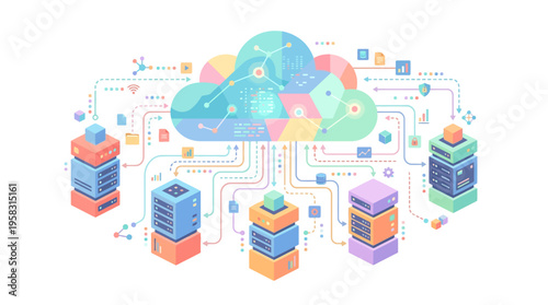 Cloud Computing Network Servers Data Storage Technology.