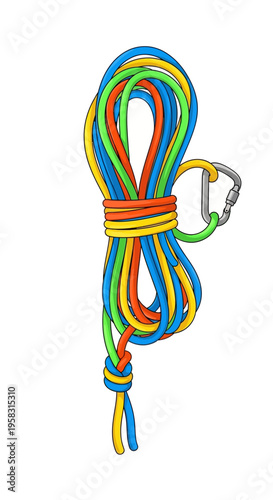 Colorful Bungee Cord With Carabiner Clip Attached.