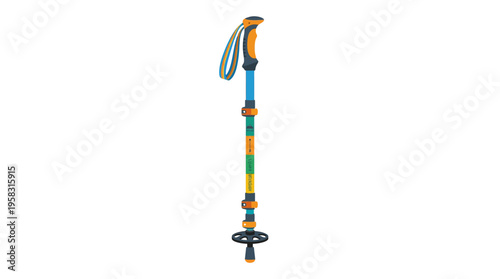 Colorful Adjustable Trekking Pole for Outdoor Adventures.