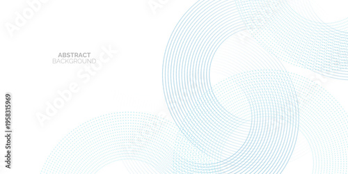 Abstract white background with blue circle rings. Modern blue circle lines pattern. Futuristic technology concept. Suit for cover, poster, banner, brochure, header, website