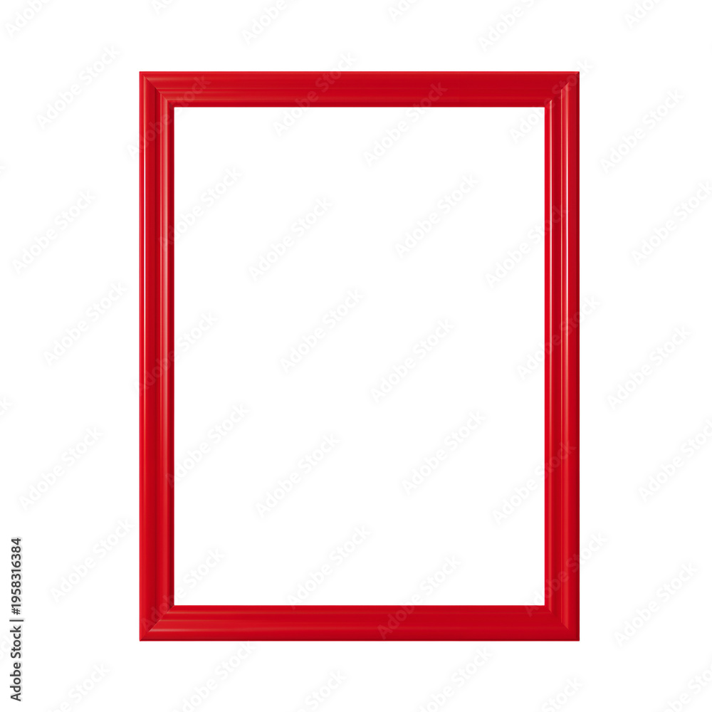 Obraz premium A vibrant red picture frame, perfect for showcasing memories. The frame is empty, awaiting a photograph or artwork