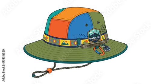 Colorful Patchwork Bucket Hat for Outdoor Adventures.