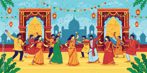 people happily traditional dancinig celebration 