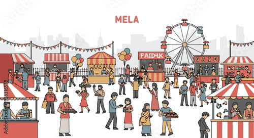 Mela  vector illustration people celebration  pohela boishakh 