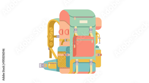 Colorful Backpack Illustration for Outdoor Adventures.