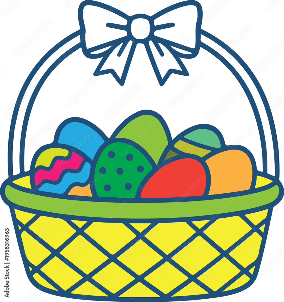 Fototapeta premium Minimal Easter Basket with Eggs