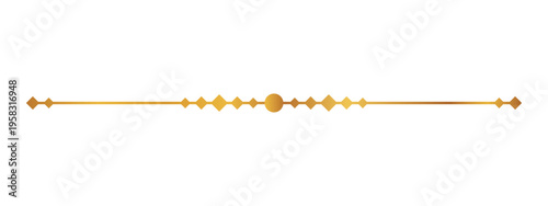 Gold decorative divider line. Elegant geometric ornamental separator. Luxury horizontal border element. Premium design divider decoration