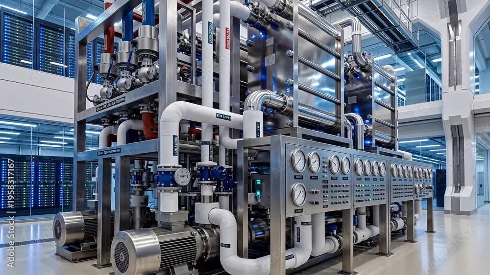 Video Stock Massive Coolant Distribution Unit in hyperscale AI facility ...