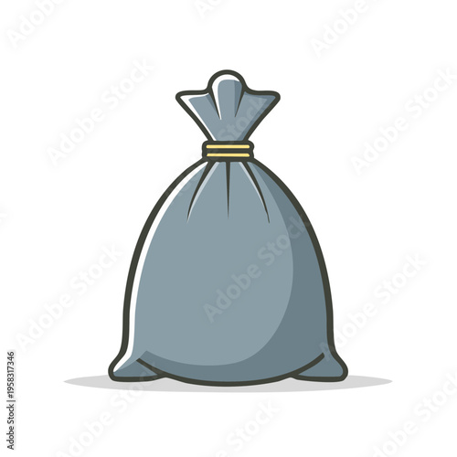 Simple Gray Drawstring Bag Icon Flat Design Illustration